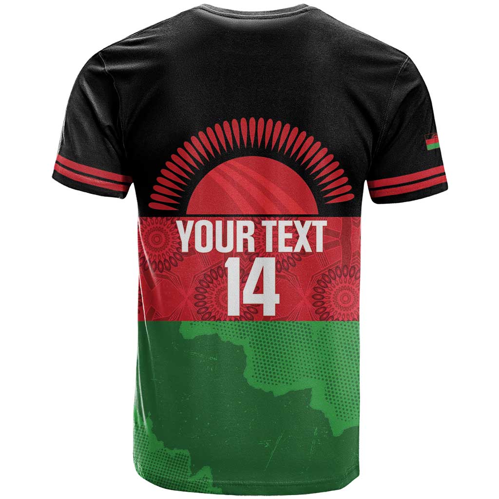 Afro Cricket Malawi Custom T shirt Go Champions Flag Style - African Pride