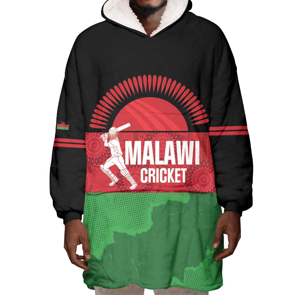 Afro Cricket Malawi Custom Wearable Blanket Hoodie Go Champions Flag Style - African Pride