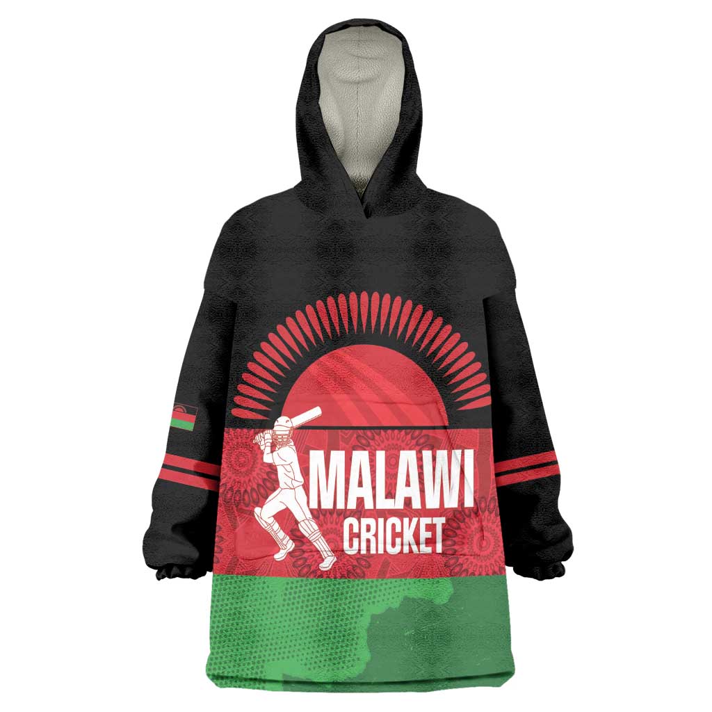 Afro Cricket Malawi Custom Wearable Blanket Hoodie Go Champions Flag Style - African Pride