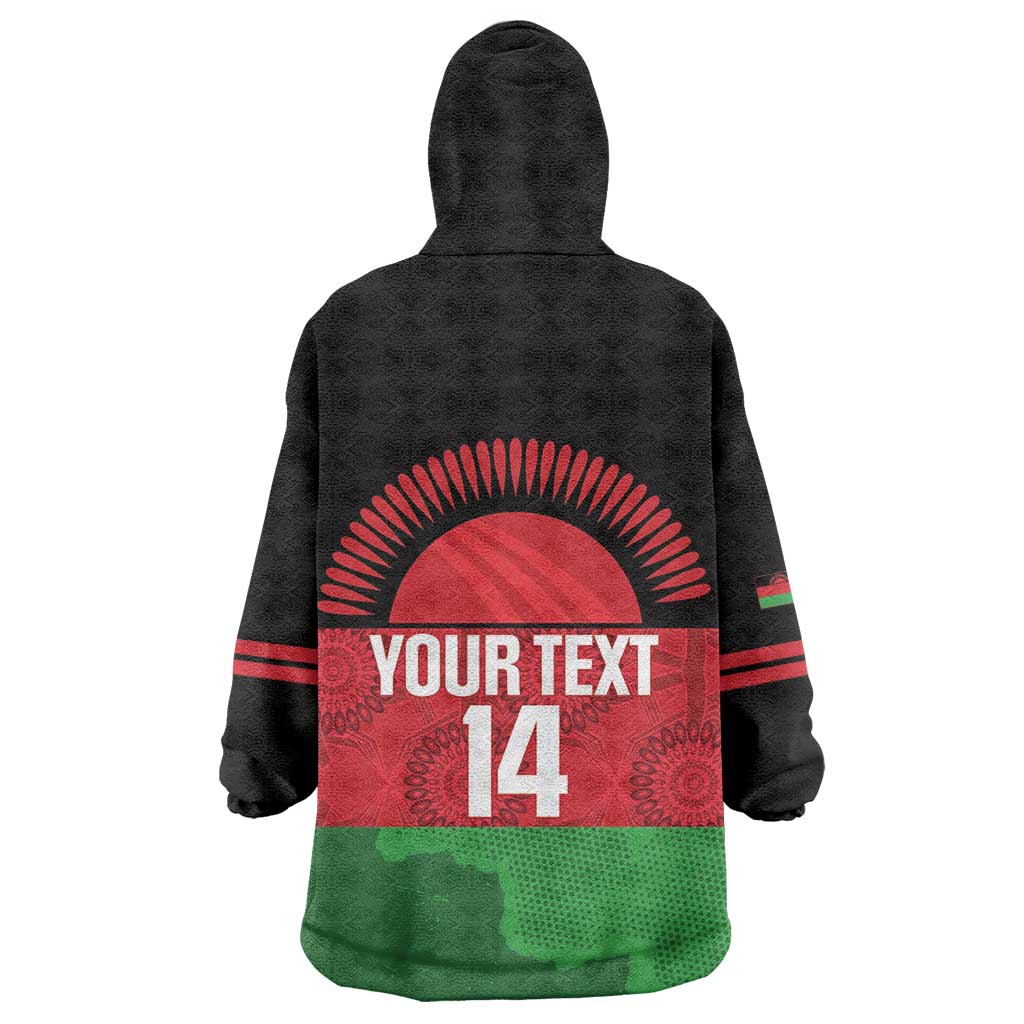 Afro Cricket Malawi Custom Wearable Blanket Hoodie Go Champions Flag Style - African Pride