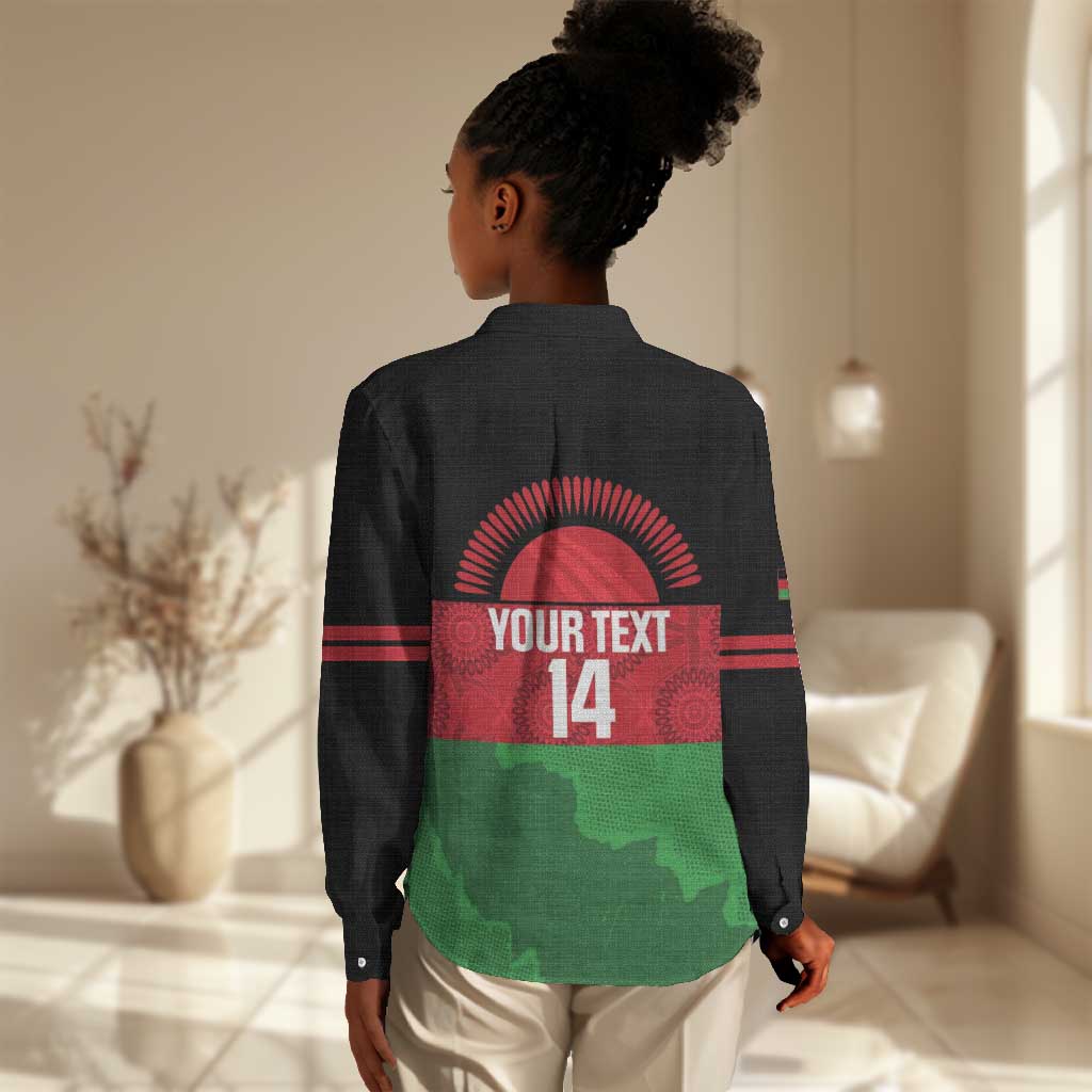Afro Cricket Malawi Custom Women Casual Shirt Go Champions Flag Style - African Pride