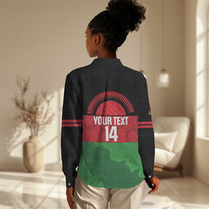 Afro Cricket Malawi Custom Women Casual Shirt Go Champions Flag Style - African Pride
