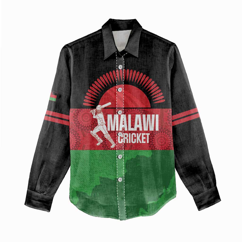 Afro Cricket Malawi Custom Women Casual Shirt Go Champions Flag Style - African Pride
