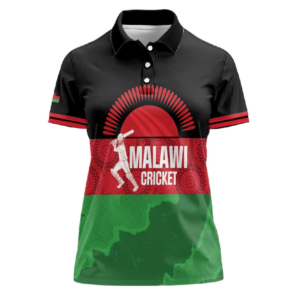 Afro Cricket Malawi Custom Women Polo Shirt Go Champions Flag Style - African Pride
