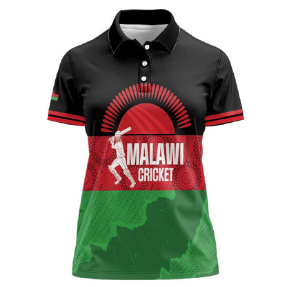 Afro Cricket Malawi Custom Women Polo Shirt Go Champions Flag Style - African Pride
