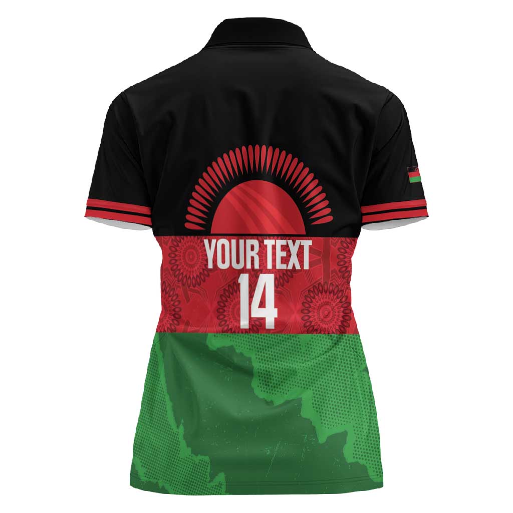 Afro Cricket Malawi Custom Women Polo Shirt Go Champions Flag Style - African Pride