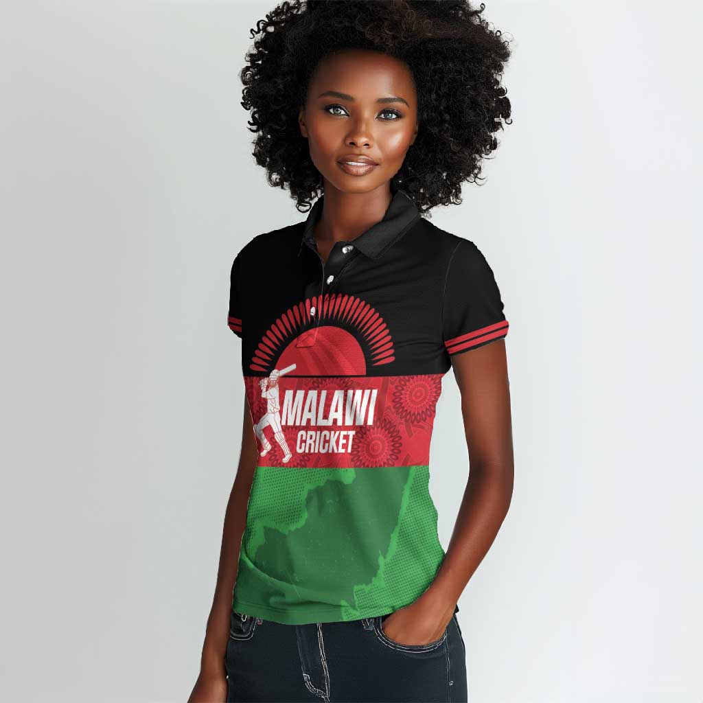 Afro Cricket Malawi Custom Women Polo Shirt Go Champions Flag Style - African Pride
