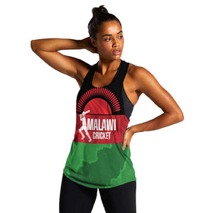 Afro Cricket Malawi Custom Women Racerback Tank Go Champions Flag Style - African Pride