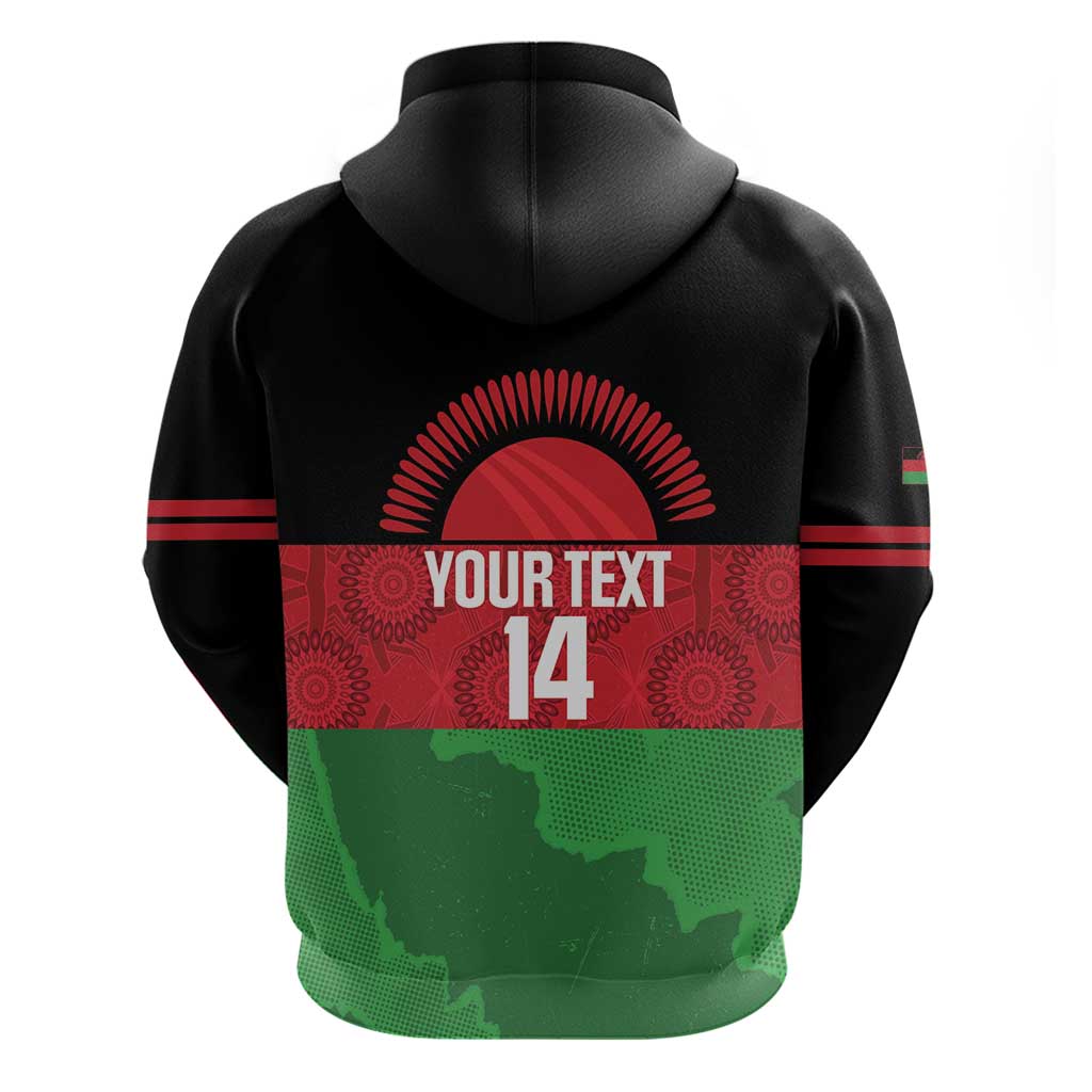 Afro Cricket Malawi Custom Zip Hoodie Go Champions Flag Style - African Pride