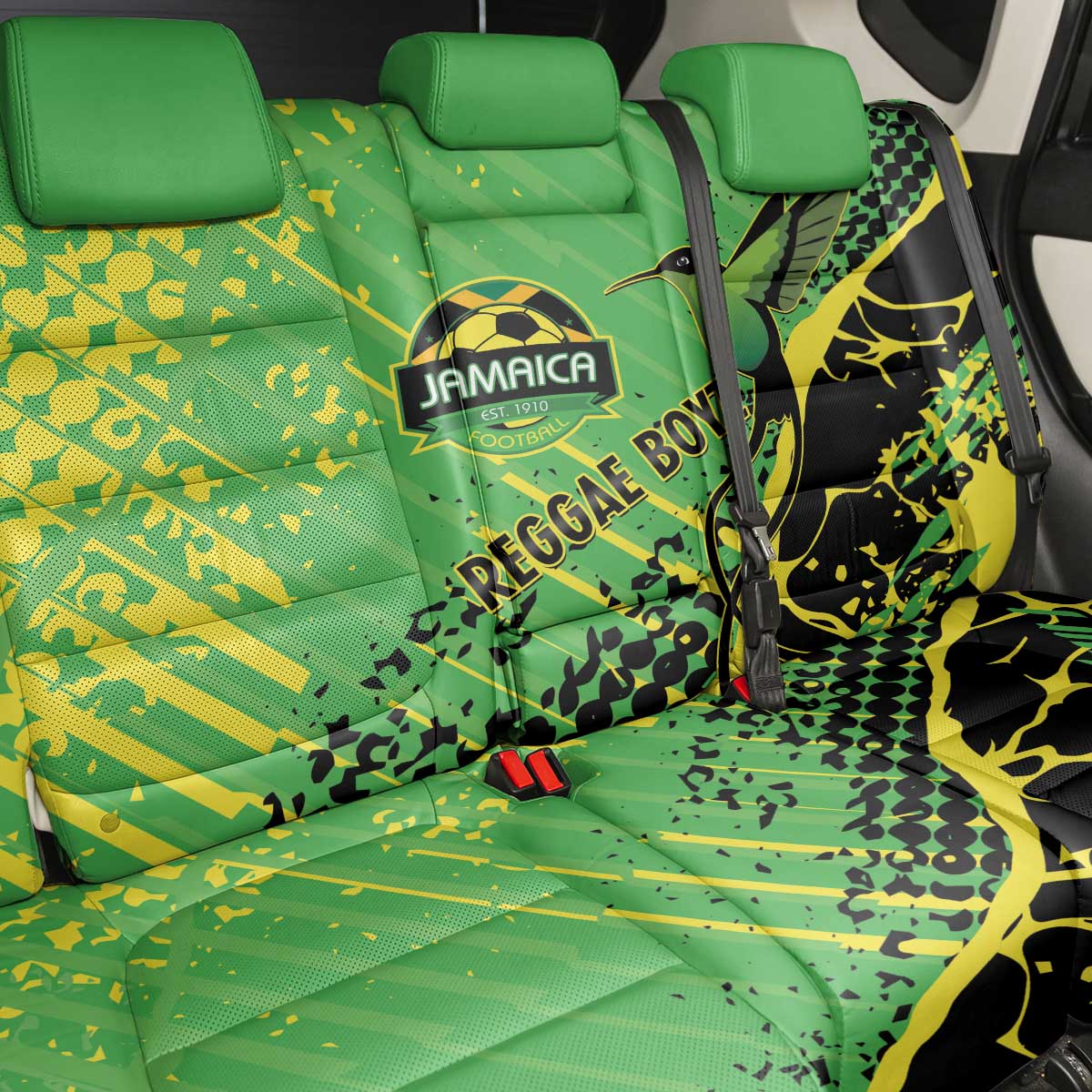 Jamaica Football Back Car Seat Cover Come On Reggae Boyz Red-billed streamertail - African Pride