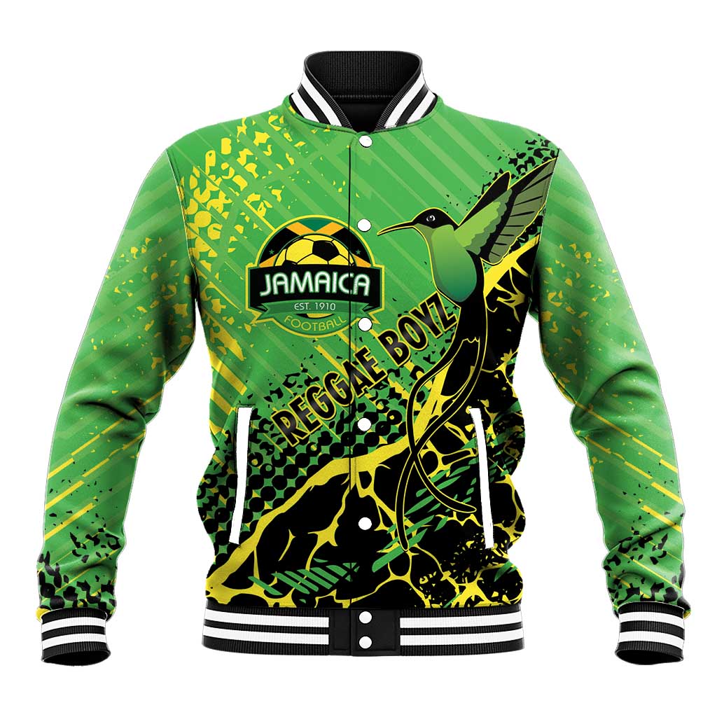 Custom Jamaica Football Baseball Jacket Come On Reggae Boyz Red-billed streamertail - African Pride