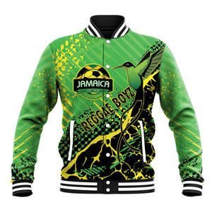 Custom Jamaica Football Baseball Jacket Come On Reggae Boyz Red-billed streamertail - African Pride
