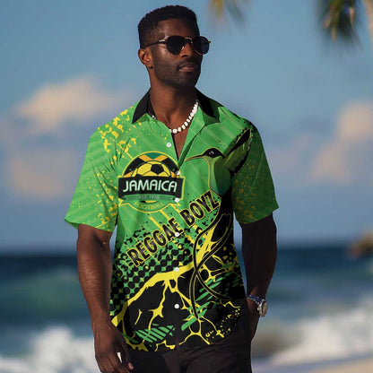 Custom Jamaica Football Hawaiian Shirt Come On Reggae Boyz Red-billed streamertail - African Pride