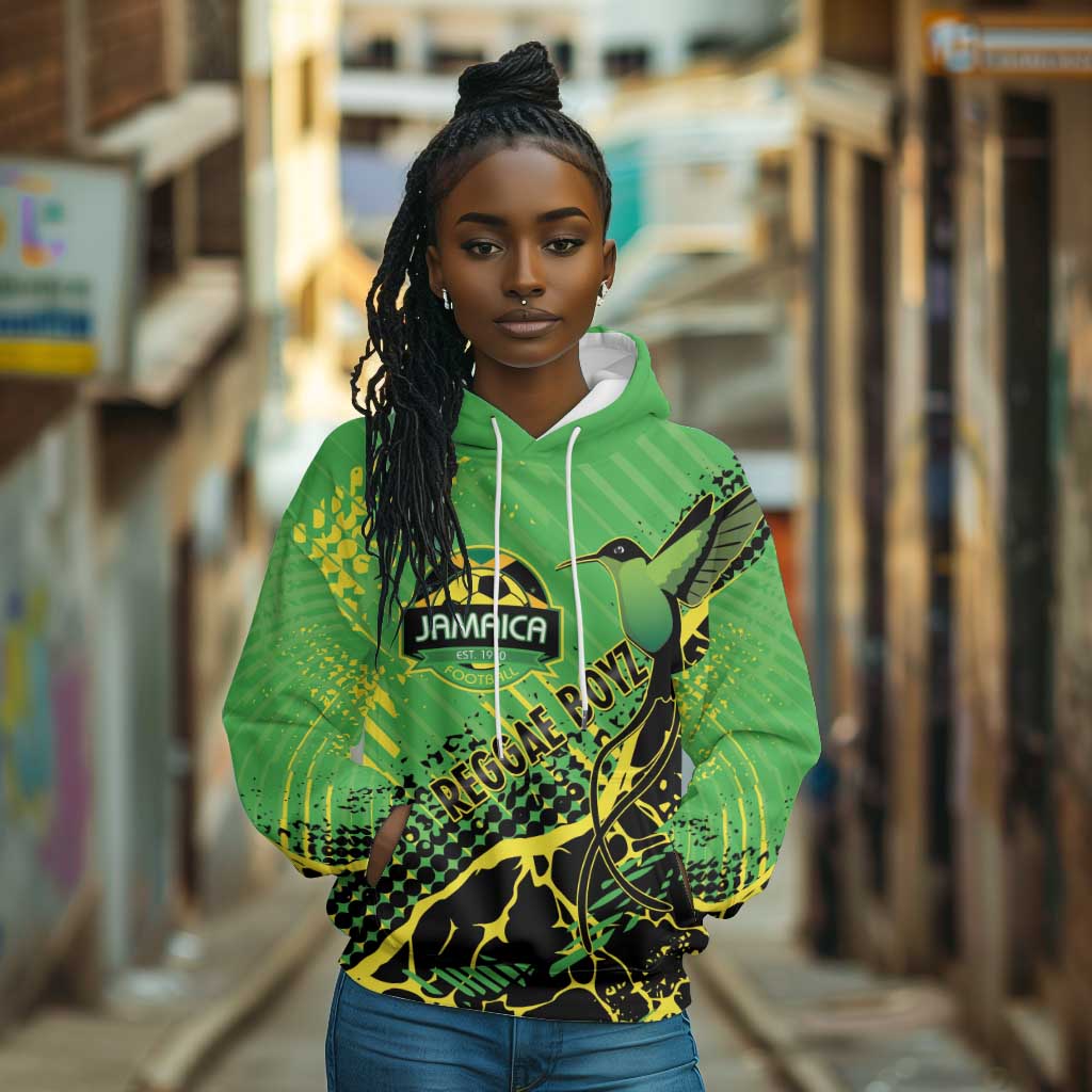 Custom Jamaica Football Hoodie Come On Reggae Boyz Red-billed streamertail - African Pride