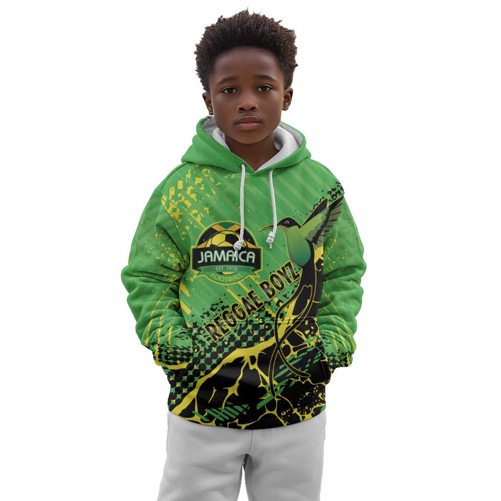 Custom Jamaica Football Kid Hoodie Come On Reggae Boyz Red-billed streamertail - African Pride