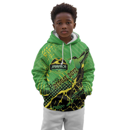 Custom Jamaica Football Kid Hoodie Come On Reggae Boyz Red-billed streamertail - African Pride