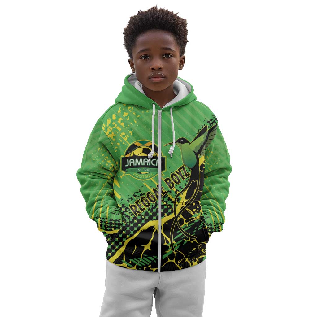 Custom Jamaica Football Kid Hoodie Come On Reggae Boyz Red-billed streamertail - African Pride