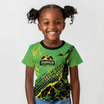Custom Jamaica Football Kid T shirt Come On Reggae Boyz Red-billed streamertail - African Pride