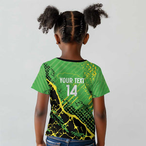 Custom Jamaica Football Kid T shirt Come On Reggae Boyz Red-billed streamertail - African Pride