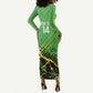 Custom Jamaica Football Long Sleeve Bodycon Dress Come On Reggae Boyz Red-billed streamertail - African Pride