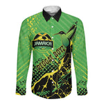 Custom Jamaica Football Long Sleeve Button Shirt Come On Reggae Boyz Red-billed streamertail - African Pride