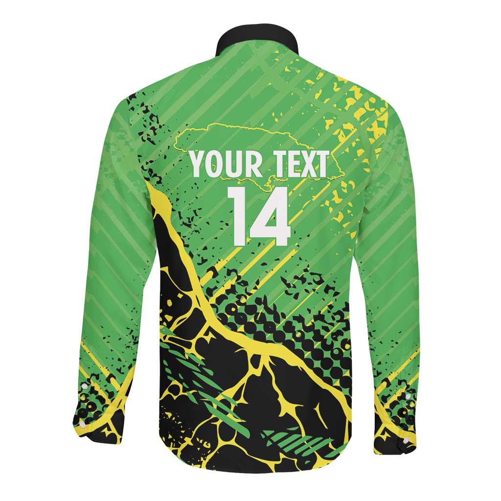 Custom Jamaica Football Long Sleeve Button Shirt Come On Reggae Boyz Red-billed streamertail - African Pride