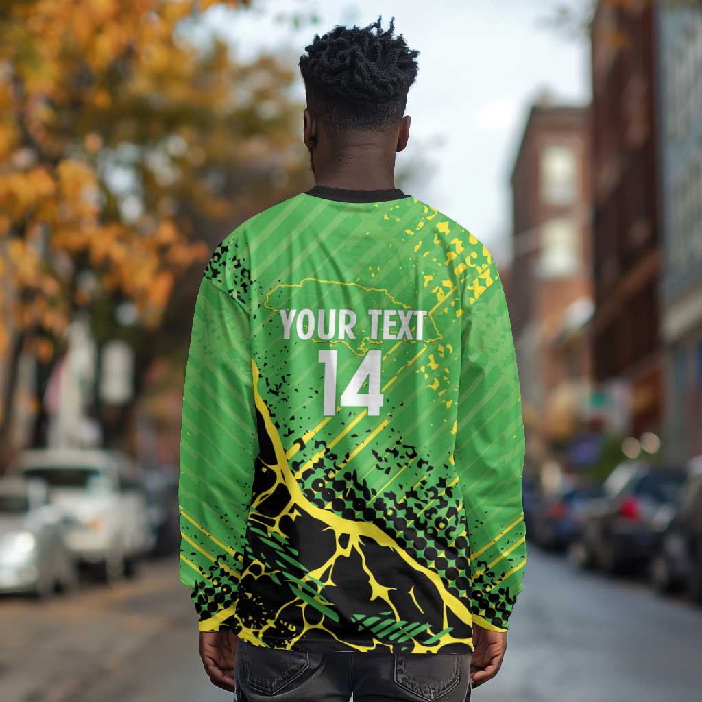 Custom Jamaica Football Long Sleeve Shirt Come On Reggae Boyz Red-billed streamertail - African Pride