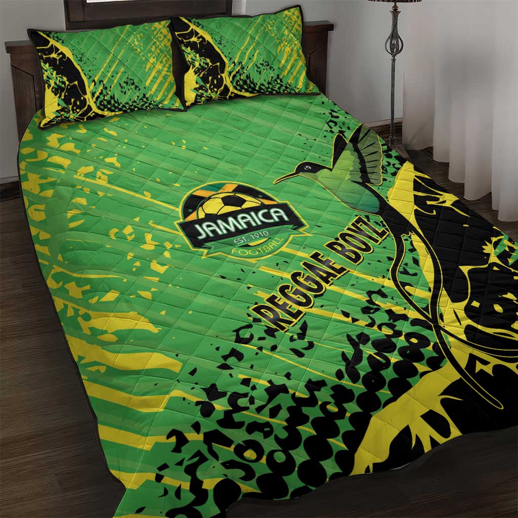Jamaica Football Quilt Bed Set Come On Reggae Boyz Red-billed streamertail - African Pride