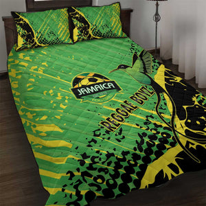 Jamaica Football Quilt Bed Set Come On Reggae Boyz Red-billed streamertail - African Pride