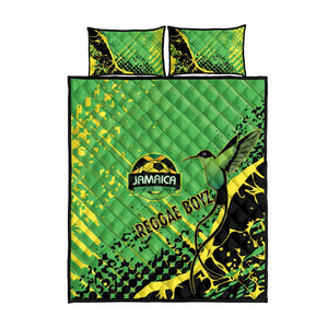 Jamaica Football Quilt Bed Set Come On Reggae Boyz Red-billed streamertail - African Pride