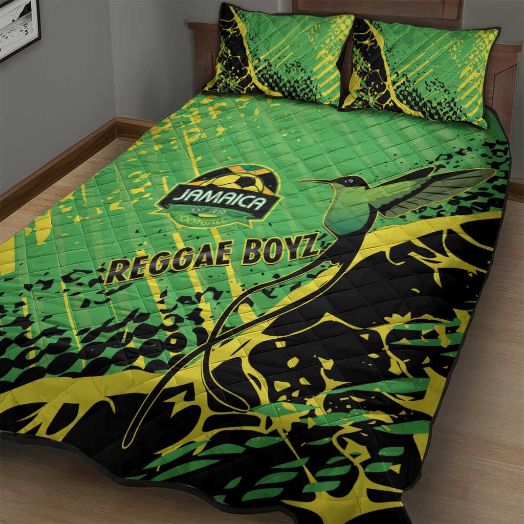 Jamaica Football Quilt Bed Set Come On Reggae Boyz Red-billed streamertail - African Pride
