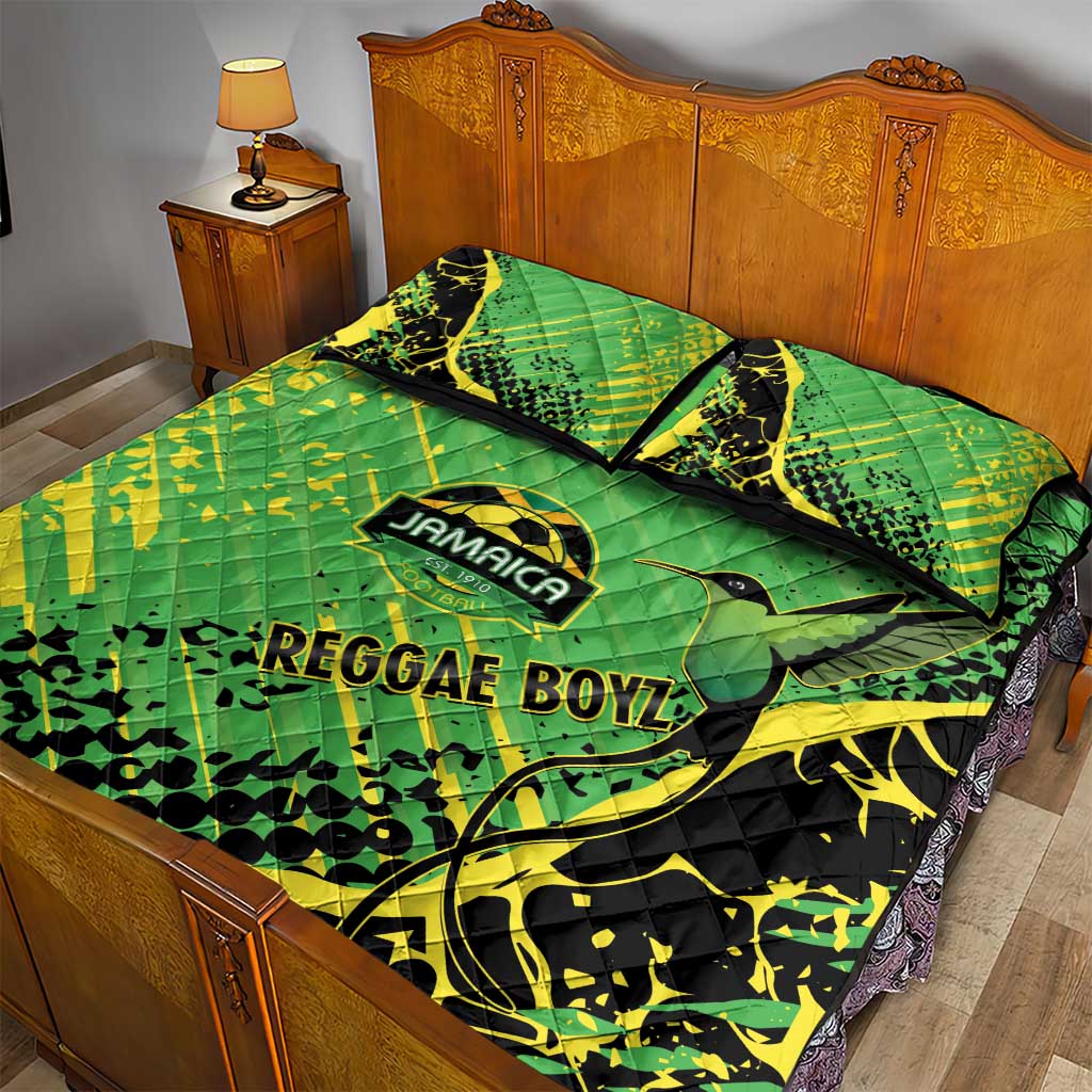 Jamaica Football Quilt Bed Set Come On Reggae Boyz Red-billed streamertail - African Pride