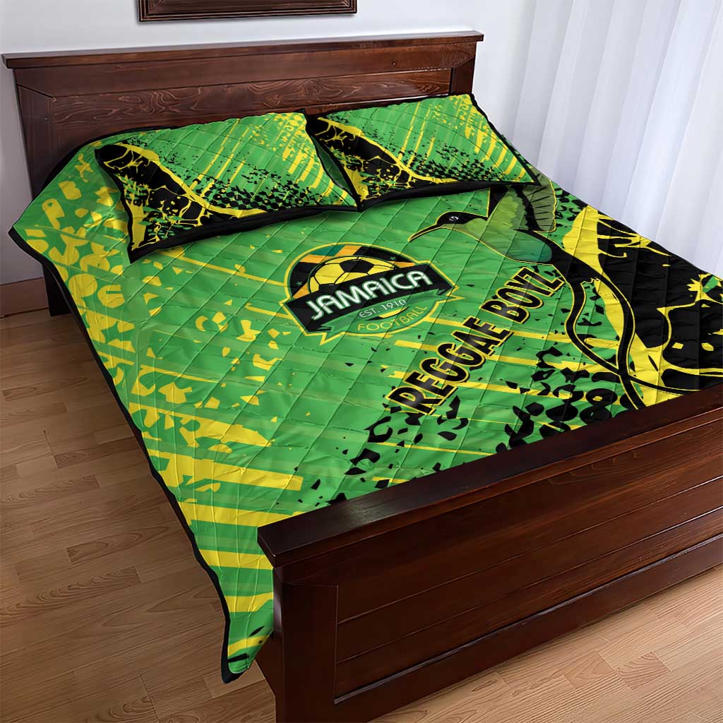 Jamaica Football Quilt Bed Set Come On Reggae Boyz Red-billed streamertail - African Pride