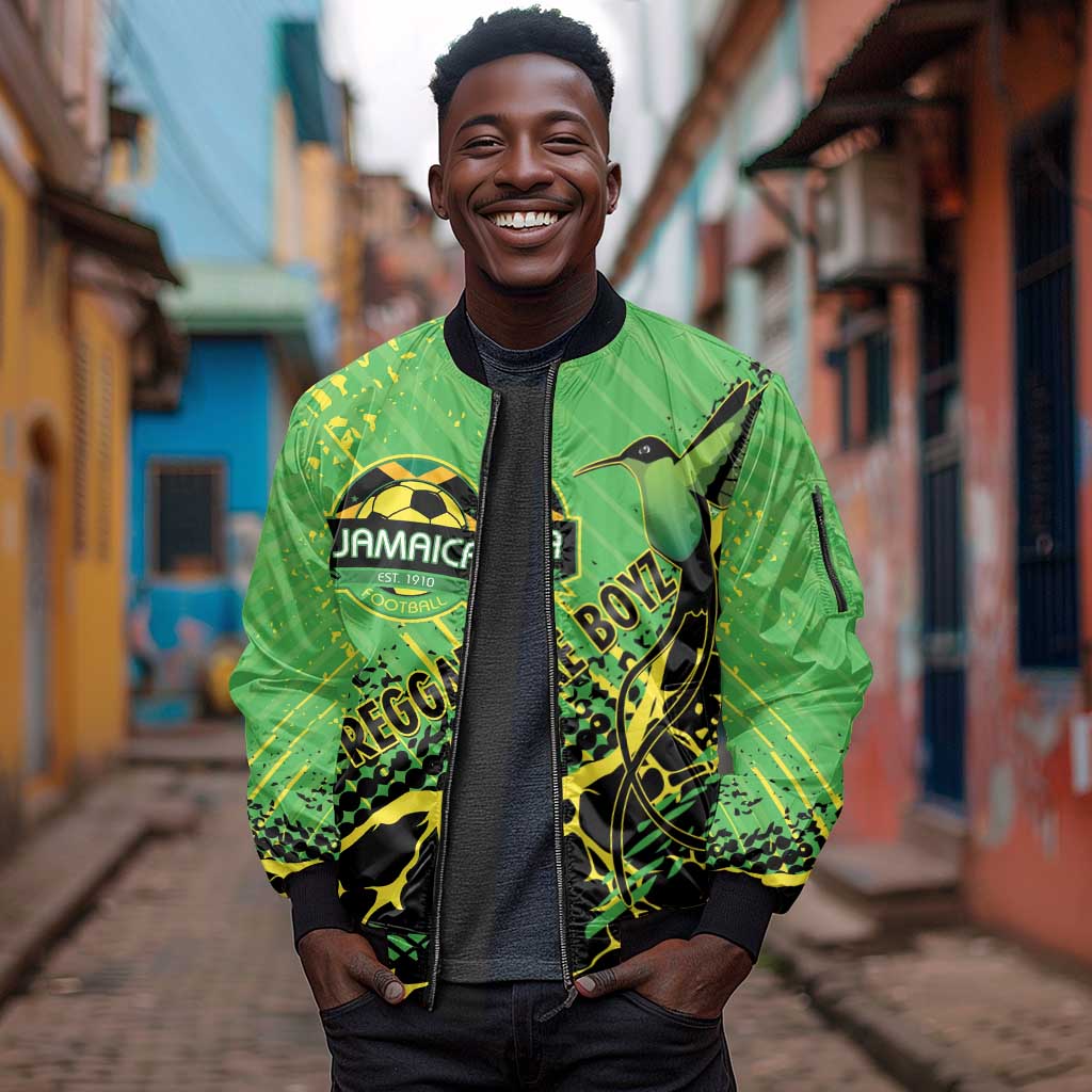 Custom Jamaica Football Sleeve Zip Bomber Jacket Come On Reggae Boyz Red-billed streamertail - African Pride