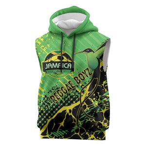 Custom Jamaica Football Sleeveless Hoodie Come On Reggae Boyz Red-billed streamertail - African Pride
