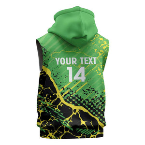 Custom Jamaica Football Sleeveless Hoodie Come On Reggae Boyz Red-billed streamertail - African Pride