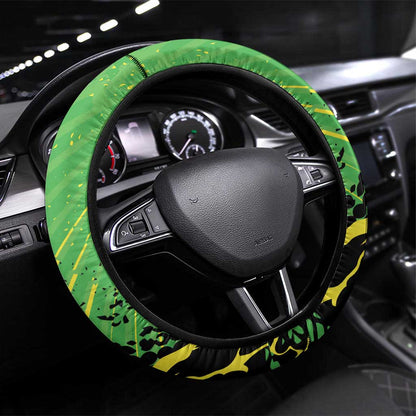 Jamaica Football Steering Wheel Cover Come On Reggae Boyz Red-billed streamertail - African Pride
