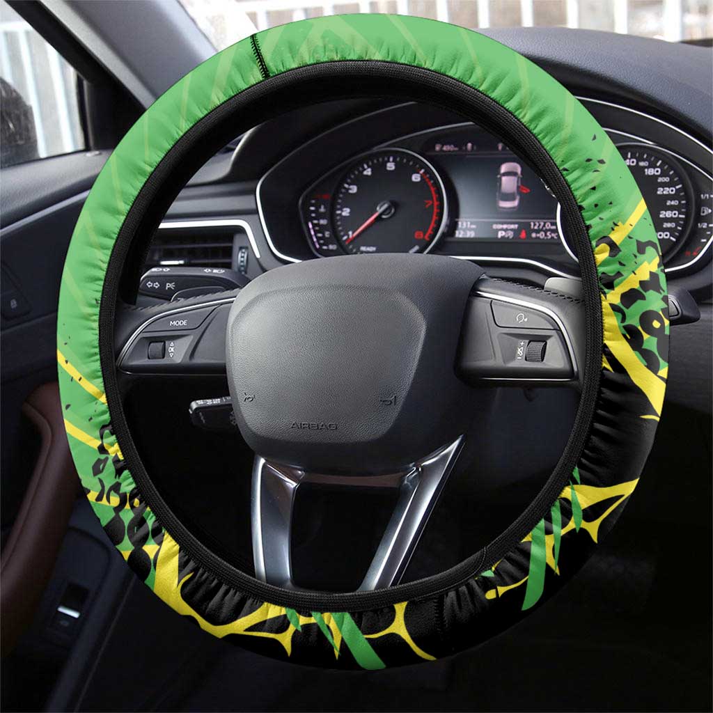 Jamaica Football Steering Wheel Cover Come On Reggae Boyz Red-billed streamertail - African Pride
