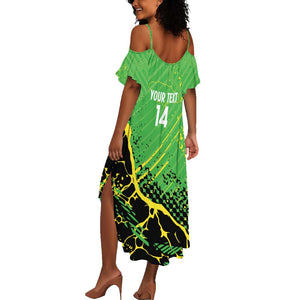 Custom Jamaica Football Summer Maxi Dress Come On Reggae Boyz Red-billed streamertail - African Pride