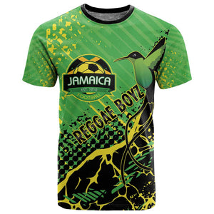 Custom Jamaica Football T shirt Come On Reggae Boyz Red-billed streamertail - African Pride
