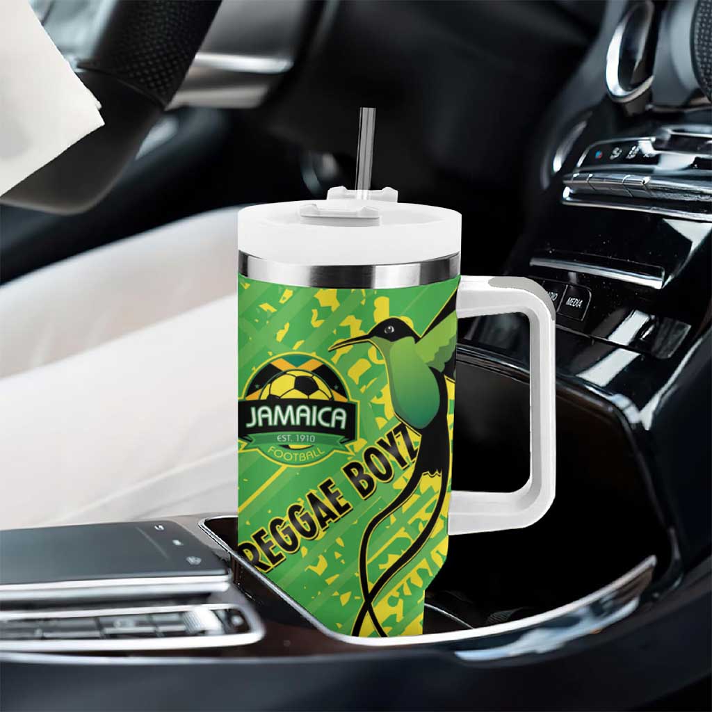 Custom Jamaica Football Tumbler With Handle Come On Reggae Boyz Red-billed streamertail - African Pride