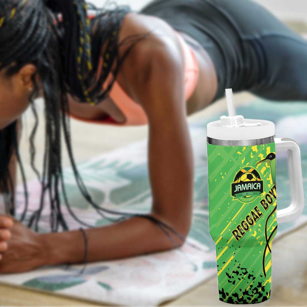 Custom Jamaica Football Tumbler With Handle Come On Reggae Boyz Red-billed streamertail - African Pride