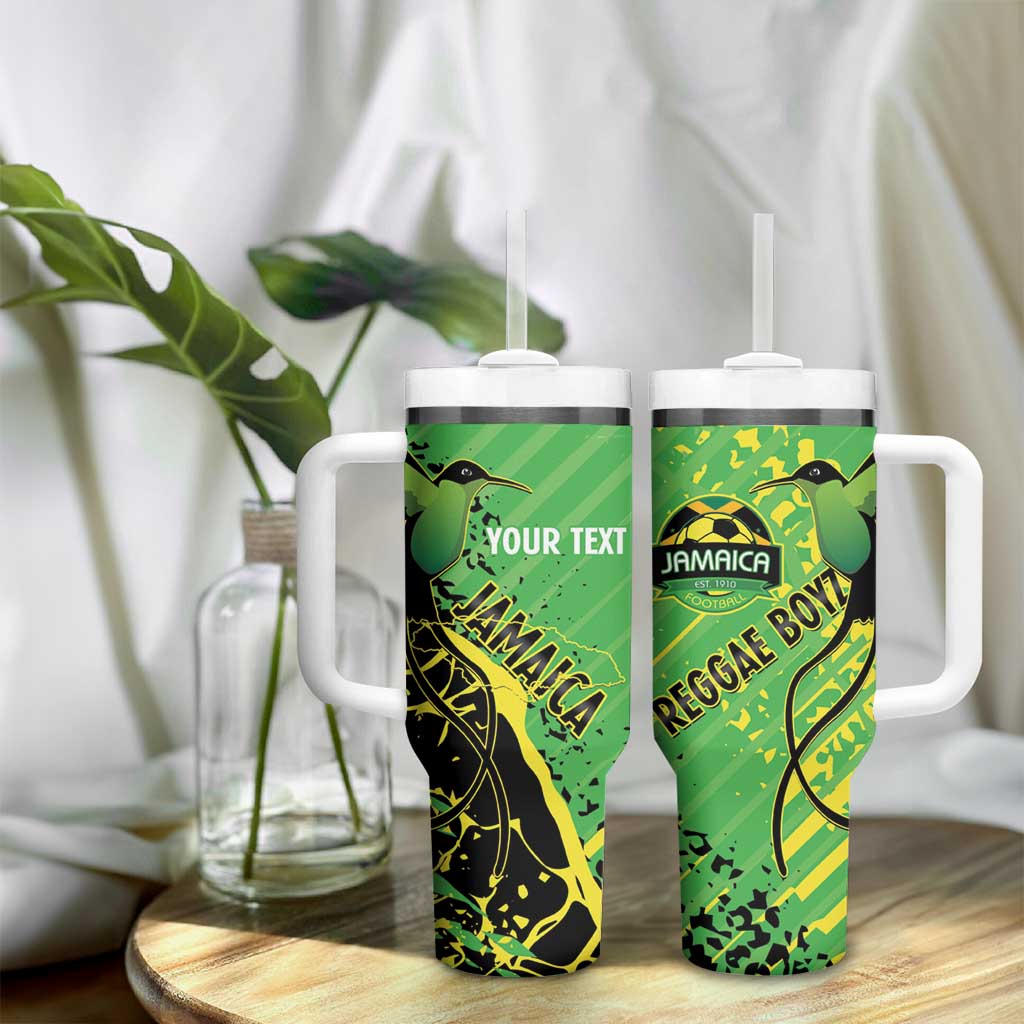 Custom Jamaica Football Tumbler With Handle Come On Reggae Boyz Red-billed streamertail - African Pride