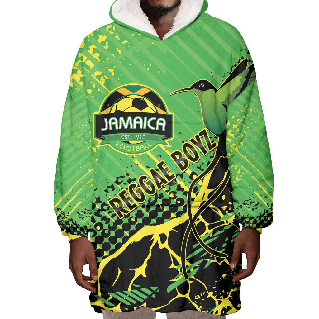 Custom Jamaica Football Wearable Blanket Hoodie Come On Reggae Boyz Red-billed streamertail - African Pride
