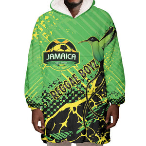 Custom Jamaica Football Wearable Blanket Hoodie Come On Reggae Boyz Red-billed streamertail - African Pride