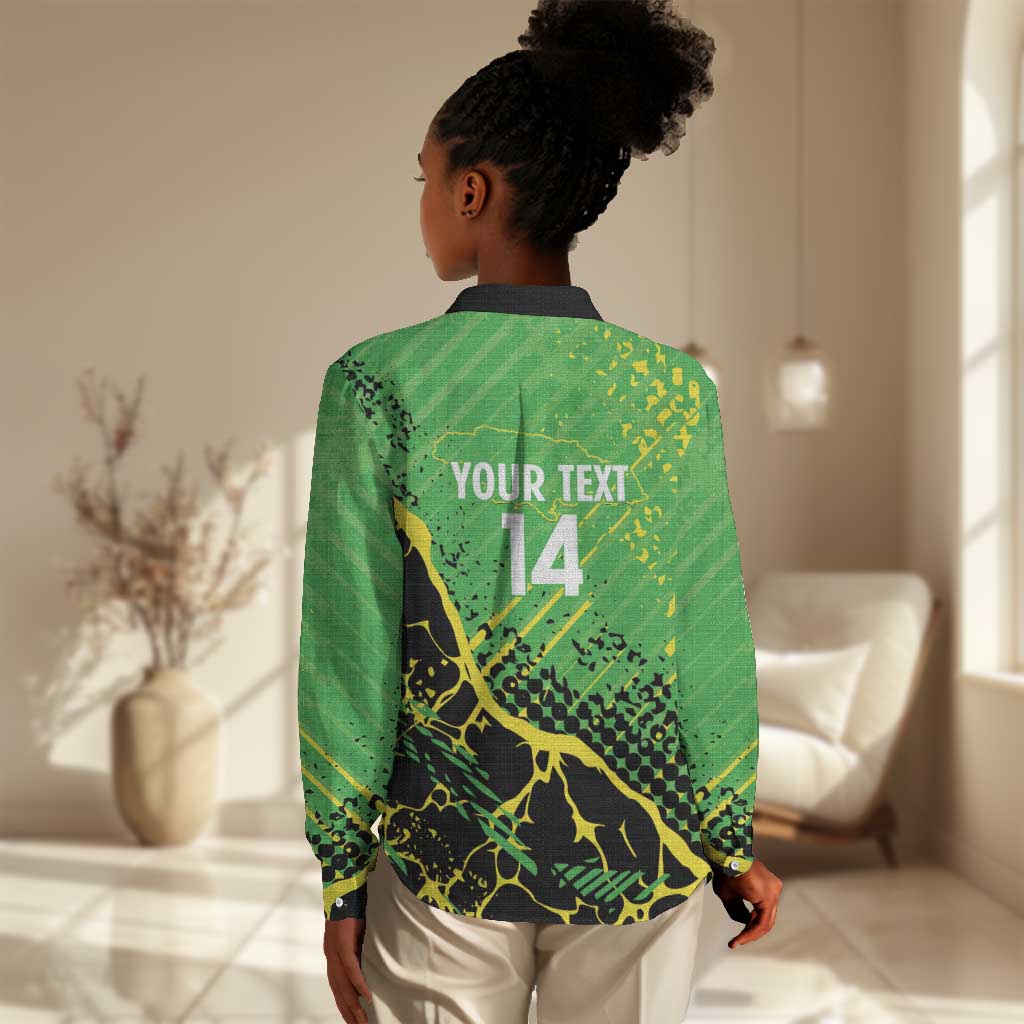 Custom Jamaica Football Women Casual Shirt Come On Reggae Boyz Red-billed streamertail - African Pride