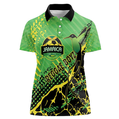 Custom Jamaica Football Women Polo Shirt Come On Reggae Boyz Red-billed streamertail - African Pride