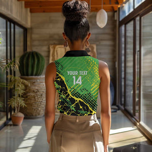 Custom Jamaica Football Women Sleeveless Polo Shirt Come On Reggae Boyz Red-billed streamertail - African Pride