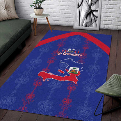 Haiti Football Area Rug Les Grenadiers Veve Vodou Blue - African Pride