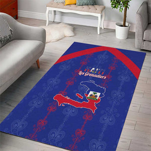 Haiti Football Area Rug Les Grenadiers Veve Vodou Blue - African Pride